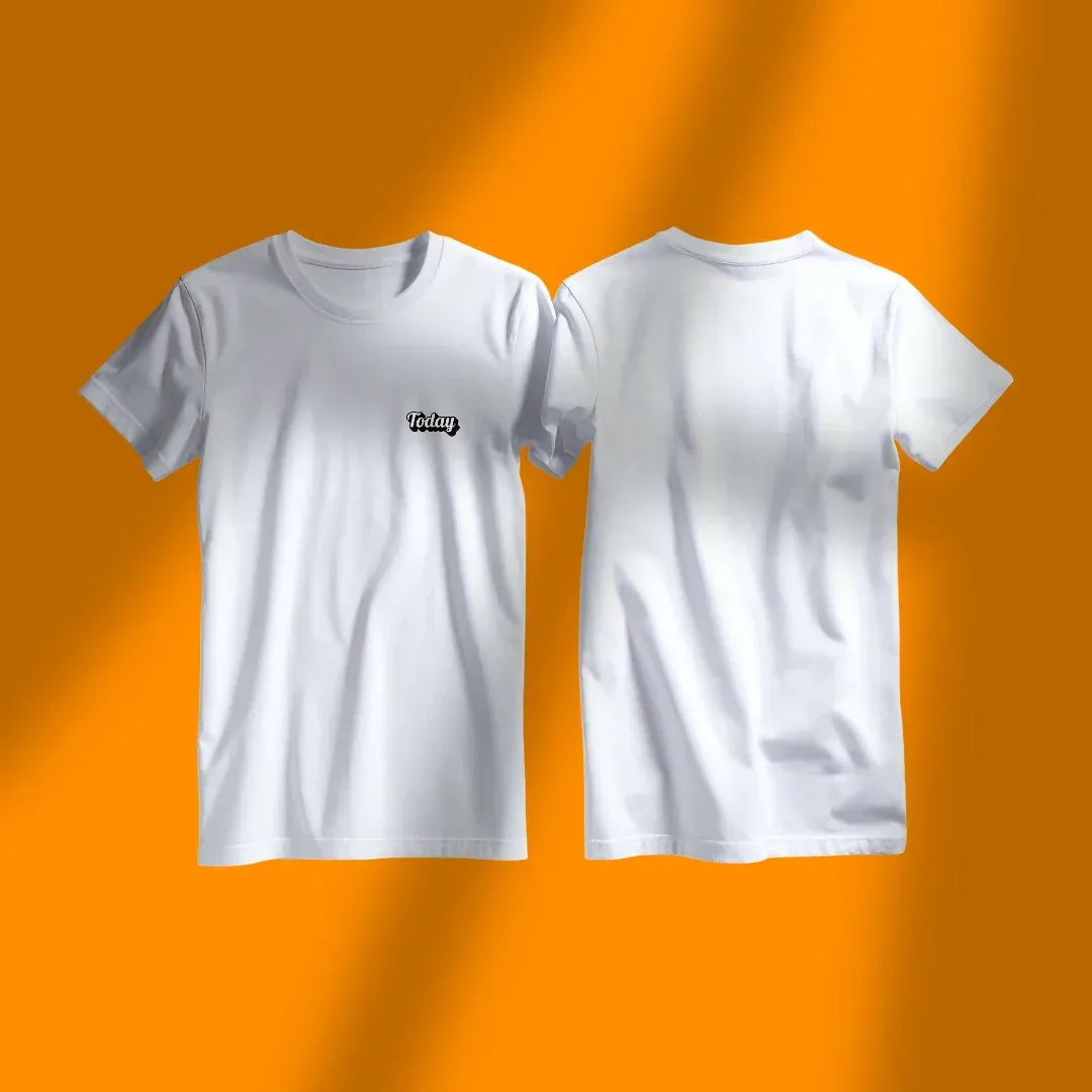 TODAY – Minimalist Word Art Pocket Tee, window light view