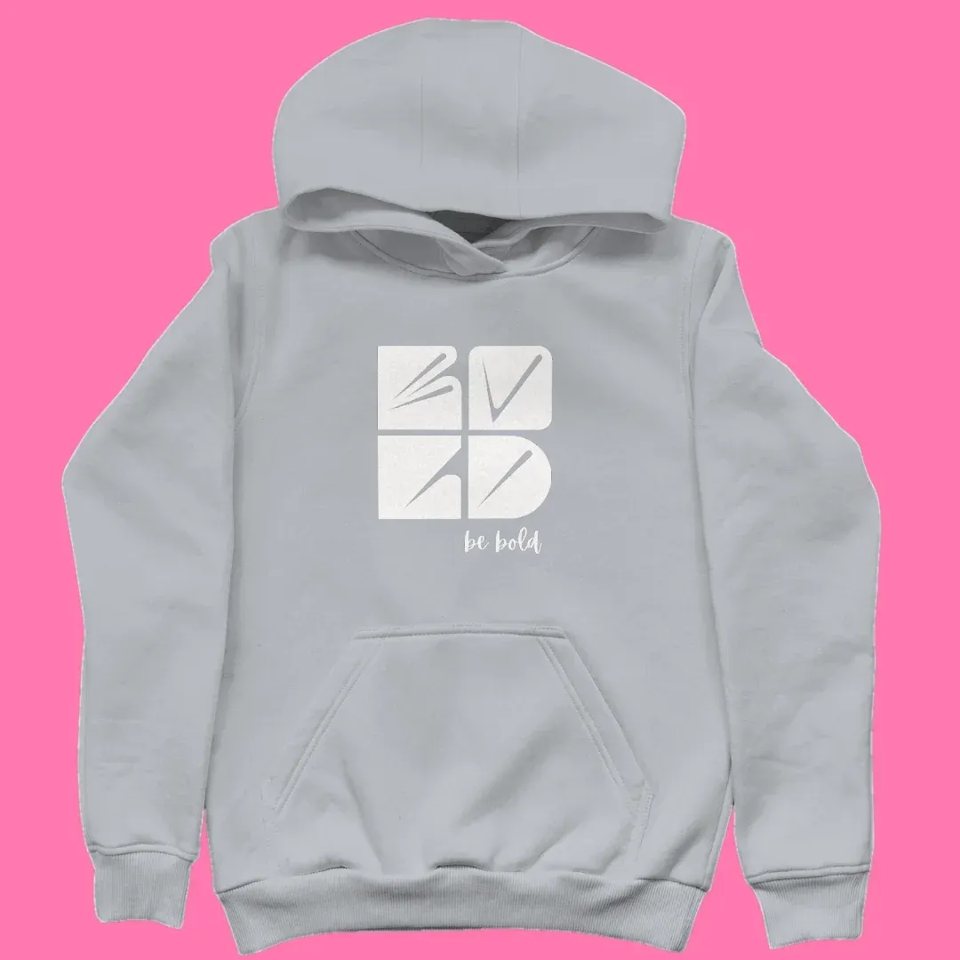 BE BOLD – Minimalist Statement Hoodie, on a hoodie