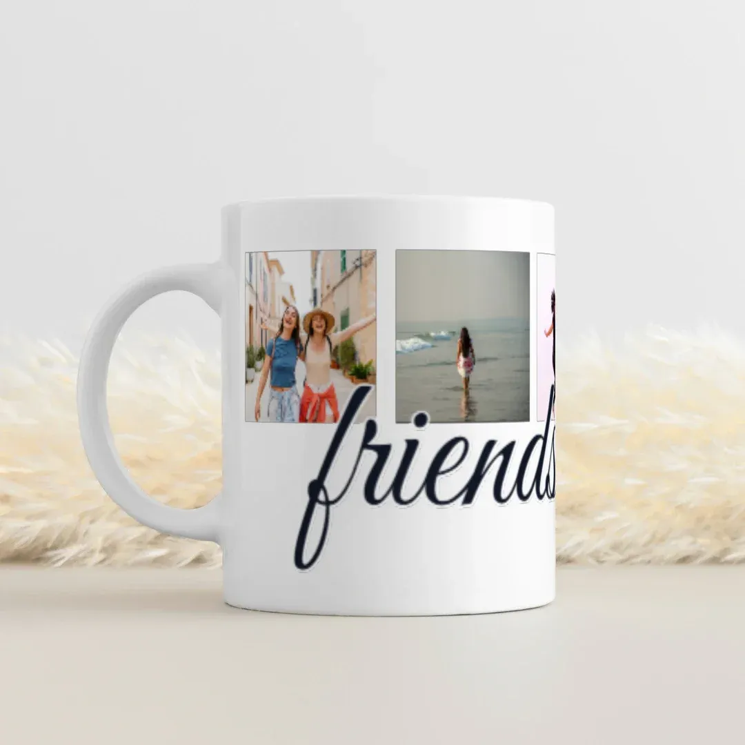 Friends Forever Photo Collage | Bestie Coffee Mug, on a mug
