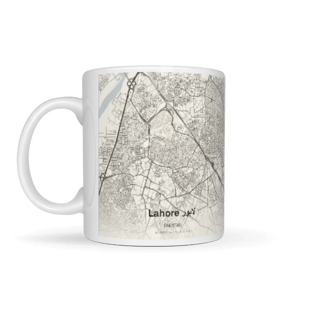 Lahore City Map Mug – Gazette &amp; Cartographer Edition, left view