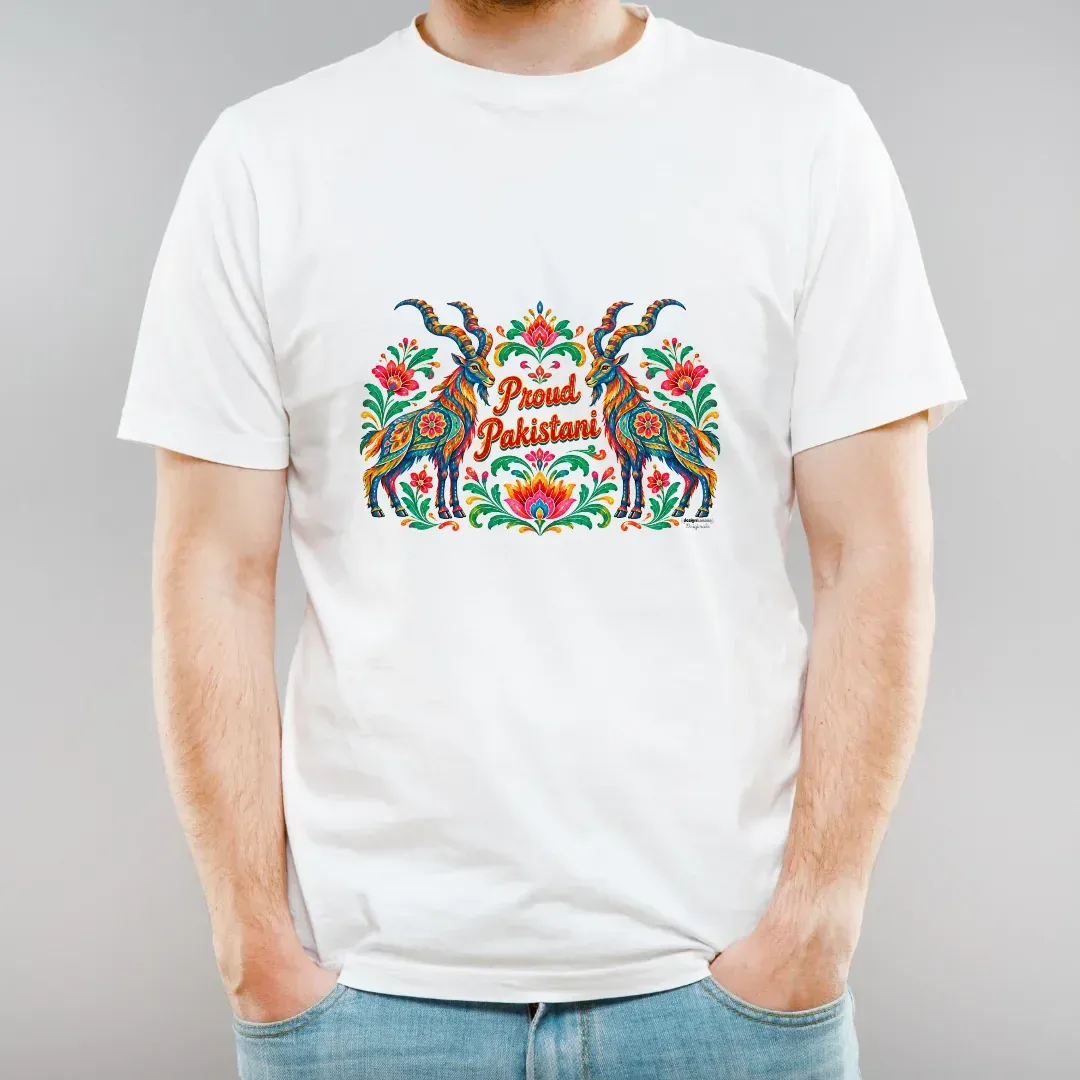Proud Pakistani – Markhor Truck Art T-Shirt, studio view