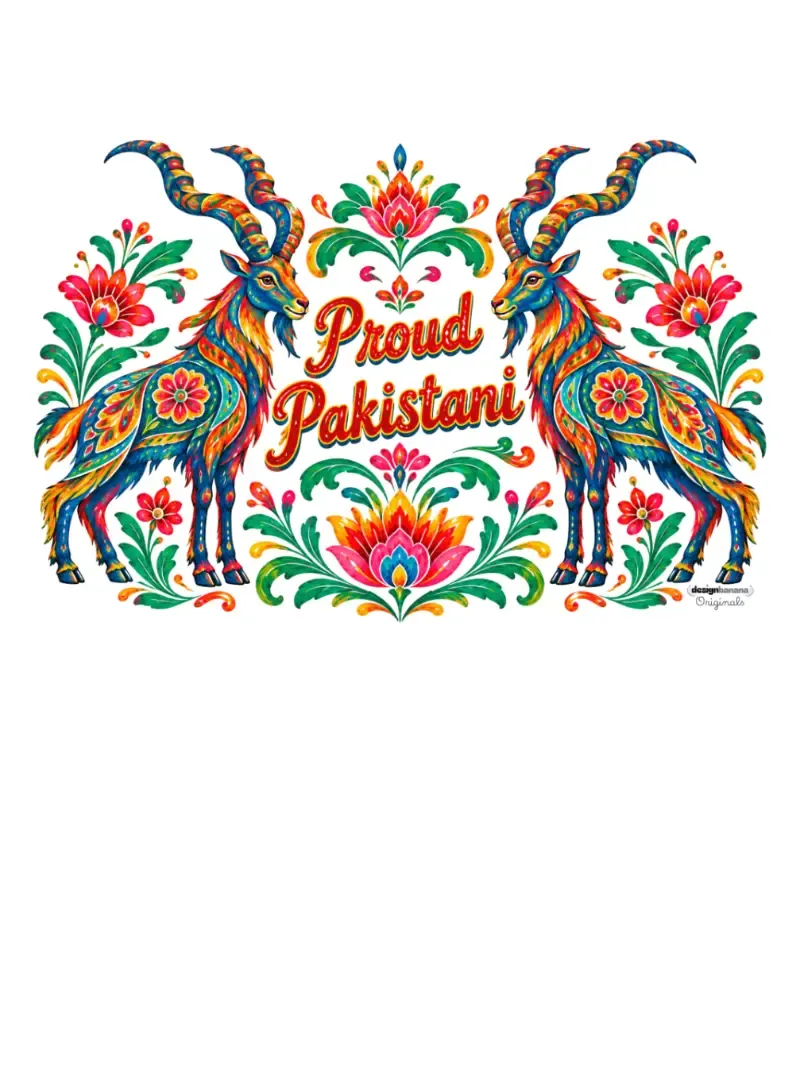 Proud Pakistani – Markhor Truck Art T-Shirt, design view