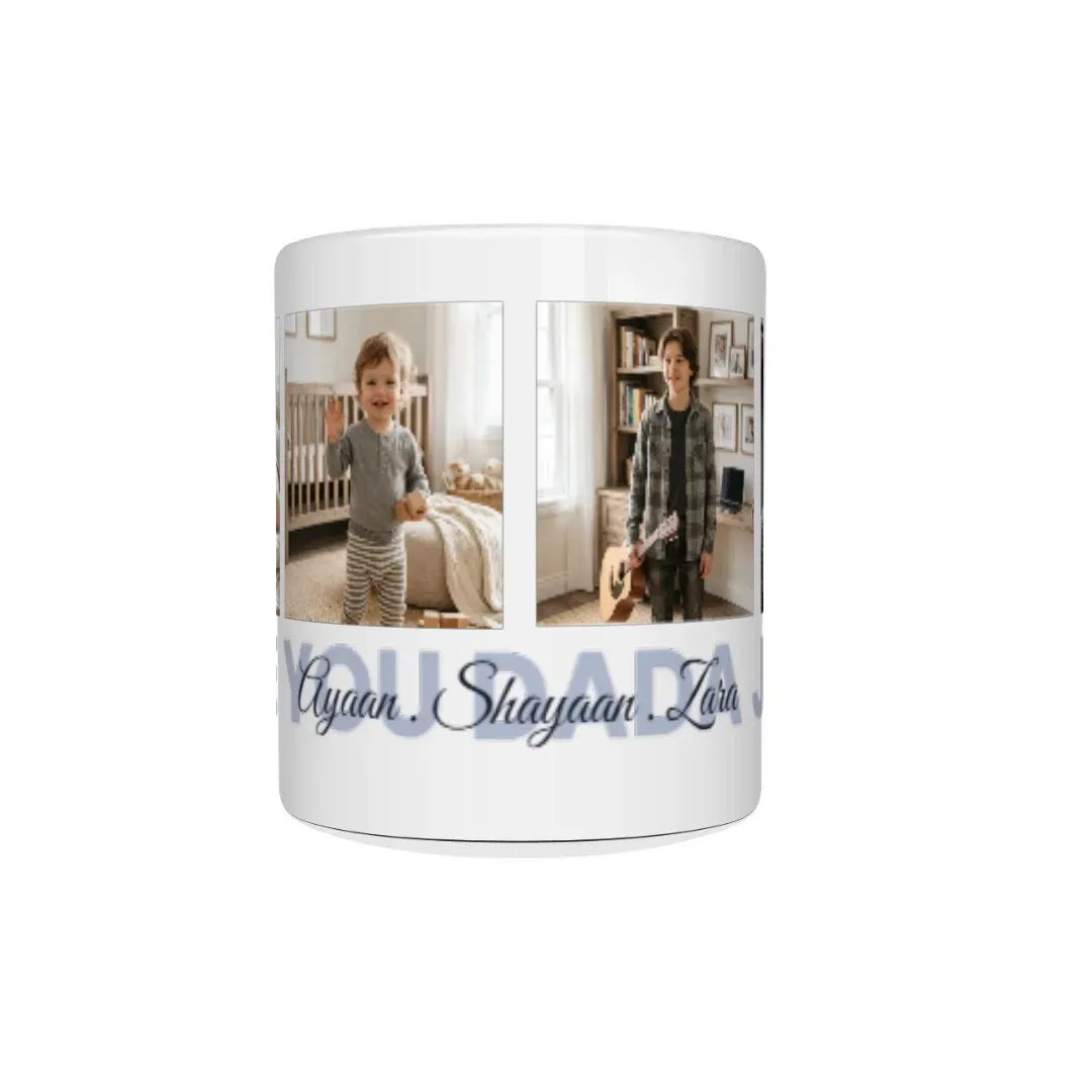 "Love You Dada Jaan" Custom Multi-Photo Mug, front view