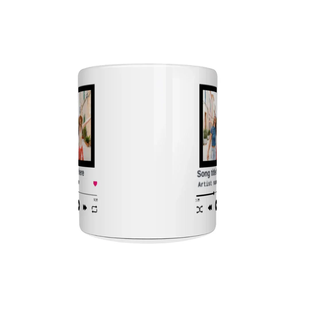 Custom Song &amp; Photo Music Player Mug, front view