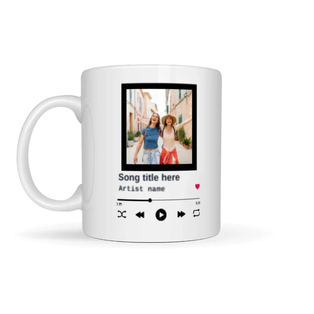 Custom Song &amp; Photo Music Player Mug, left view