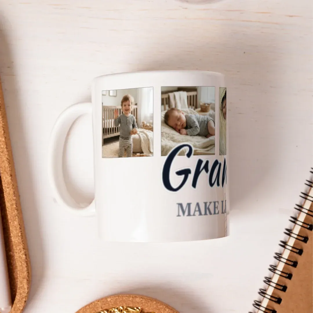 Grandkids Make Life Grand - Multi Photo Mug, flat lay view