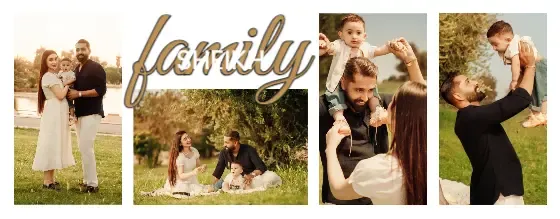 Custom 4-Photo "Family" Name Collage Mug, design view