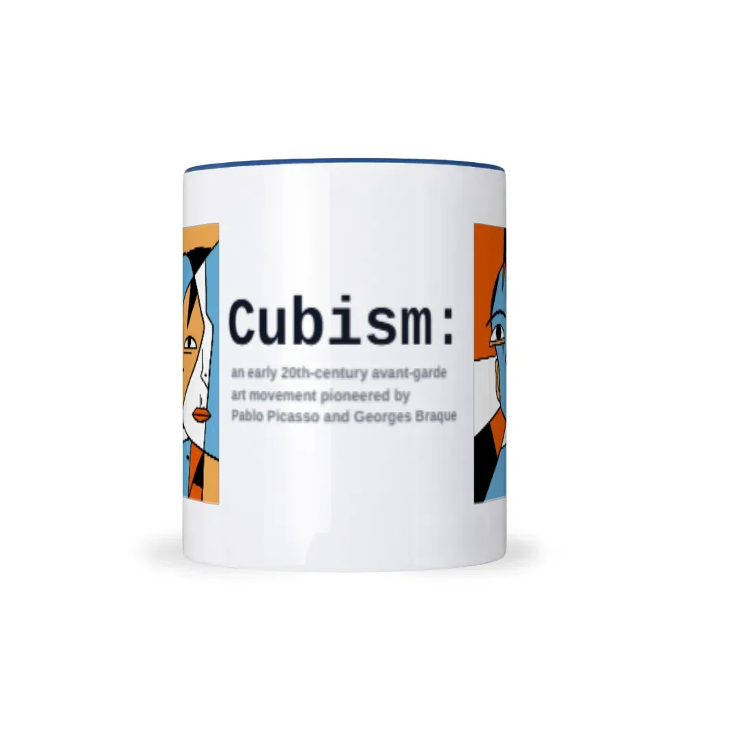 Cubism Definition – Abstract Art Dual Accent Mug (Blue), front view