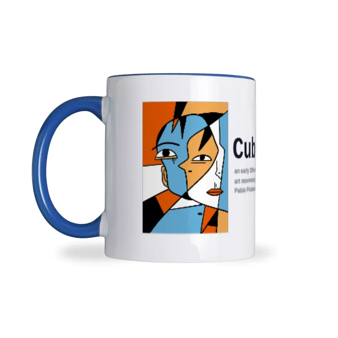 Cubism Definition – Abstract Art Dual Accent Mug (Blue), on a dual accent mug