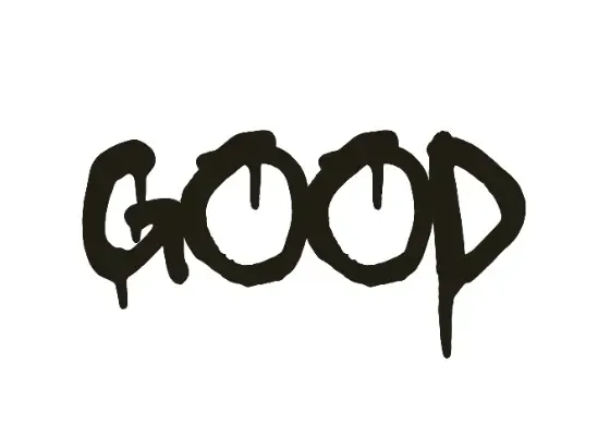 GOOD - Bold Graffiti Typography White Hoodie, design view