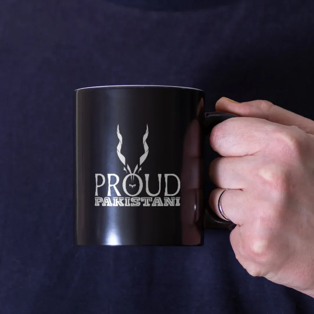 Proud Pakistani – Markhor Gloss Black Mug, in hand view