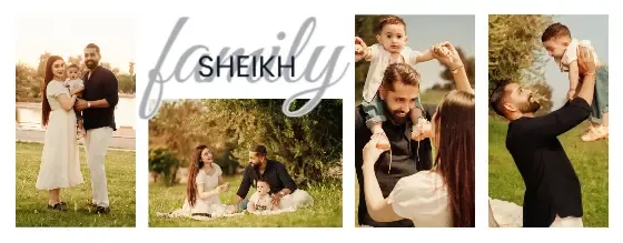 Custom 4-Photo "Family" Name Collage Mug, design view