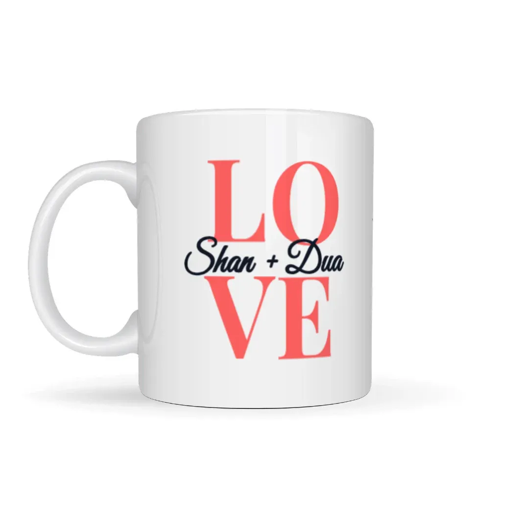 Custom Love Mug -  Names + Anniversary Date, left view