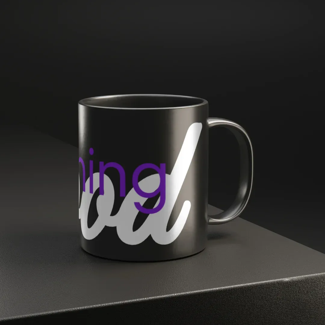 Good Morning Mug - Premium Black, on the table view