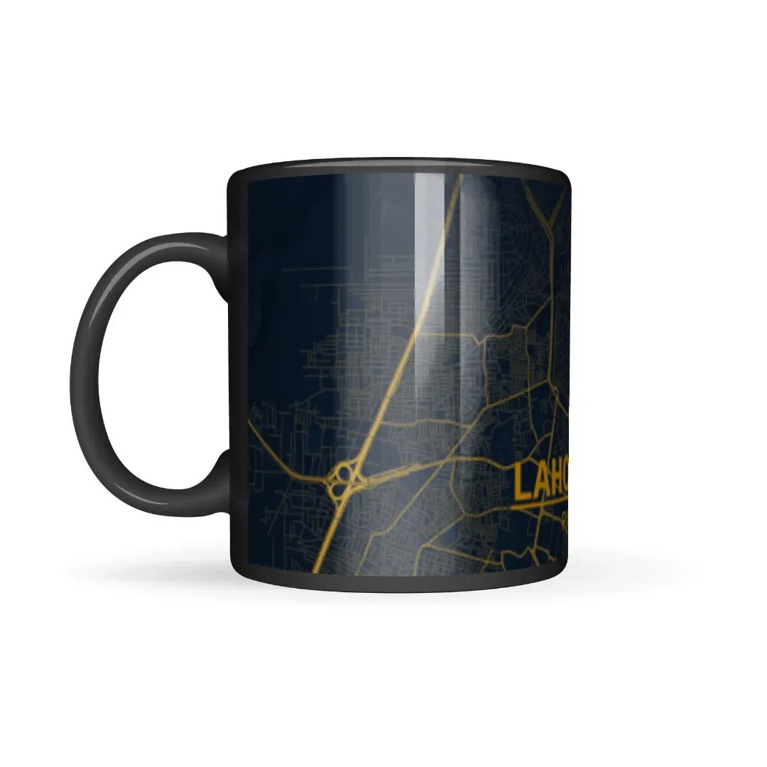 Lahore City Map Mug – Midnight &amp; Gold Edition, left view