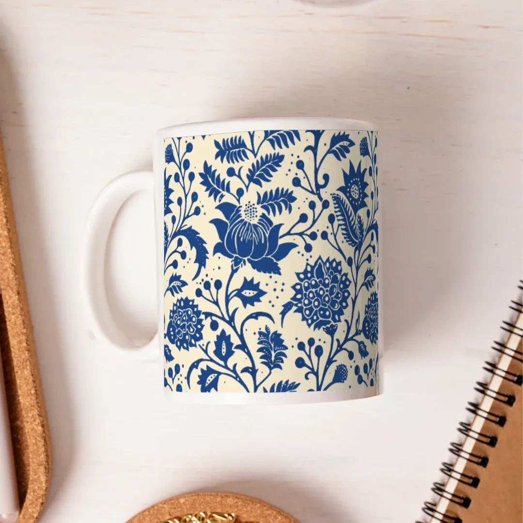 Vintage Blue Botanical, on a mug