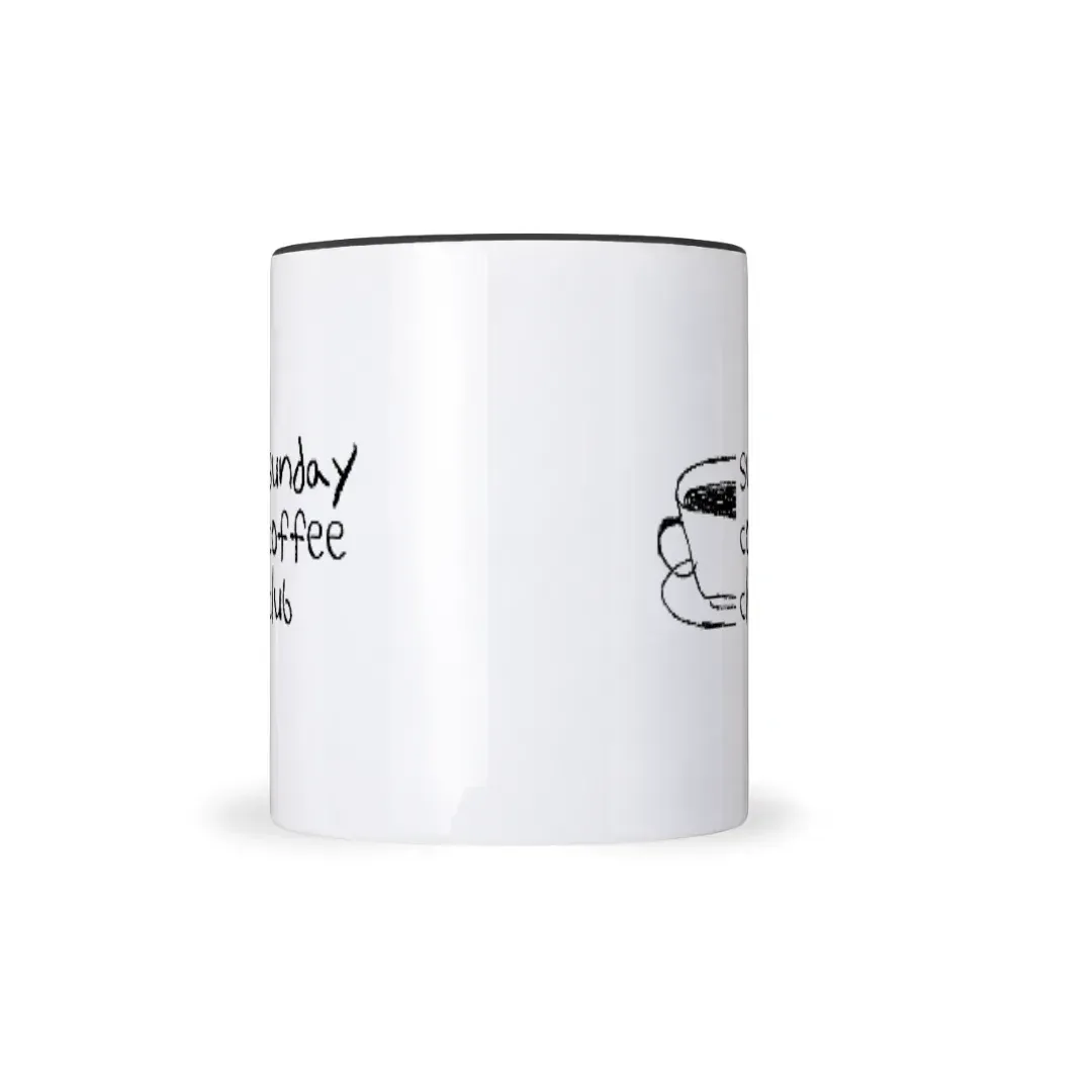 Sunday Coffee Club – Doodle Art Dual Accent Mug (Black), front view